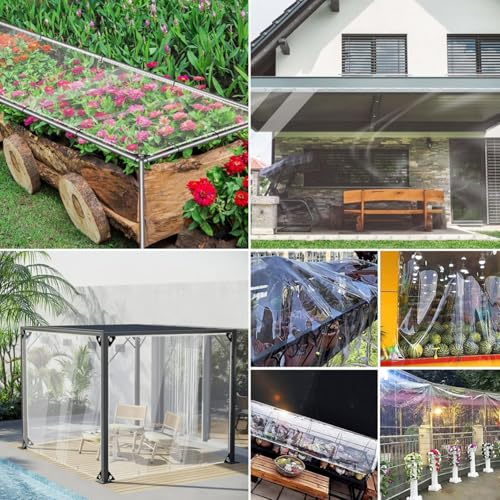 Lona impermeable transparente 100x120 cm con ojales para exterior 7