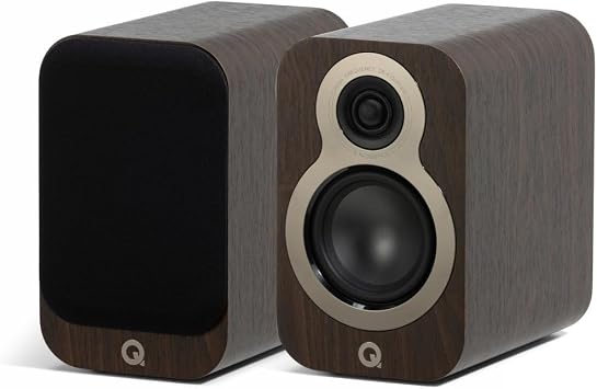 Q Acoustics 3010c Compact Bookshelf Speakers - Pair - 2-Way Reflex Enclosure Type, 4" Bass Driver, 0.9" Tweeter - Stereo/Passive Speakers for Home Theatre Sound System Claro Walnut