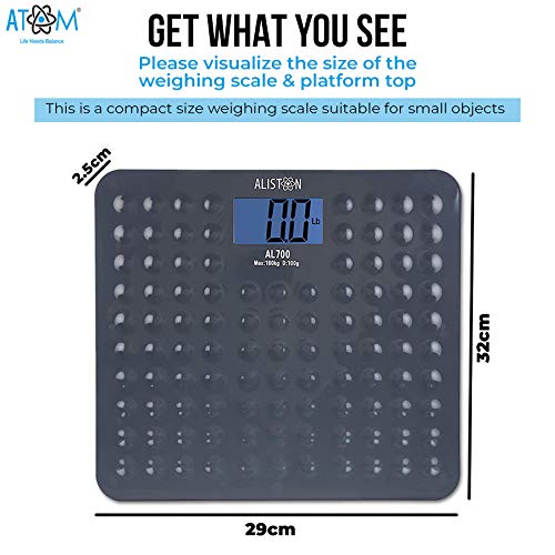 Image of ALISTON AL 700 Fiber Body Electronic Digital Personal Bathroom Weighing Scale with Toughened ABS Non Slip Design (Grey, Capacity 180 Kg)