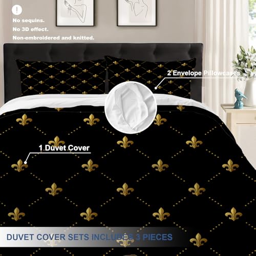 Parure de lit Fleur de Lis King Size avec couette et taies Batmerry
