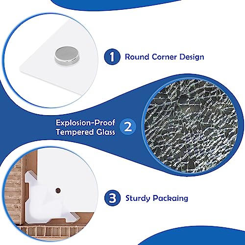 Queenlink Magnetic Glass Whiteboard, 48 X 36 Inches Glass Dry Erase White Board, Wall Mounted Frameless Glass Magnetic Bulletin Board With 1 Pen Tray, 3 Magnets, For Office School Home, Ultra White #TOP3