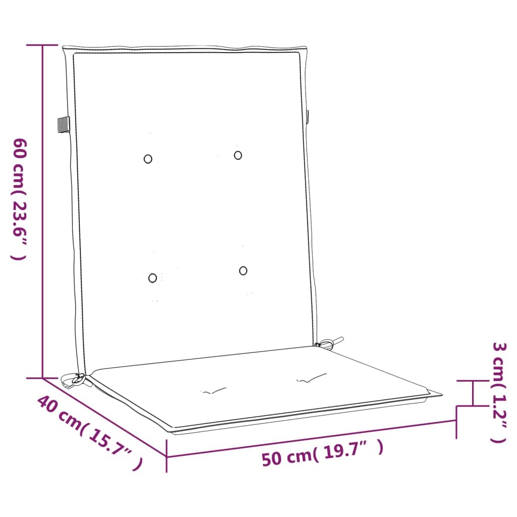 2er Set Gartenstuhlauflagen Niedriglehner 100x50x3cm Blau - Bequeme Stuhlkissen mit Haltebändern und Rückengurt - Sitzauflagen für Gartenstühle und Terrasse