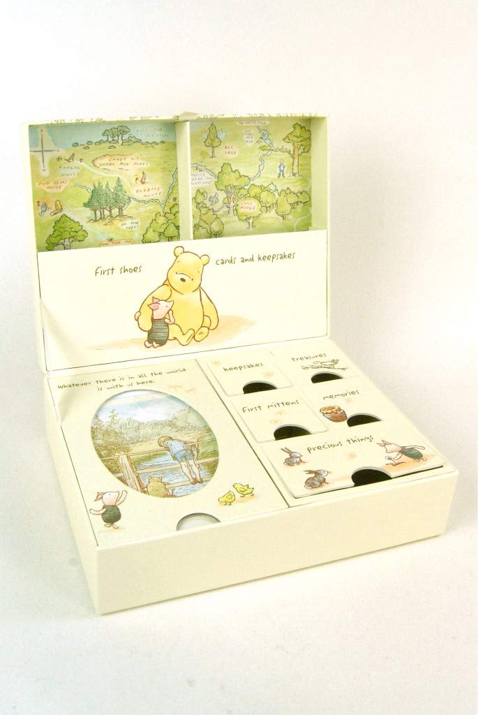 Winnie the Pooh limone chiaro e bianco Babys 1st memoria scatola dei ricordi con cassetti per neonati Memories