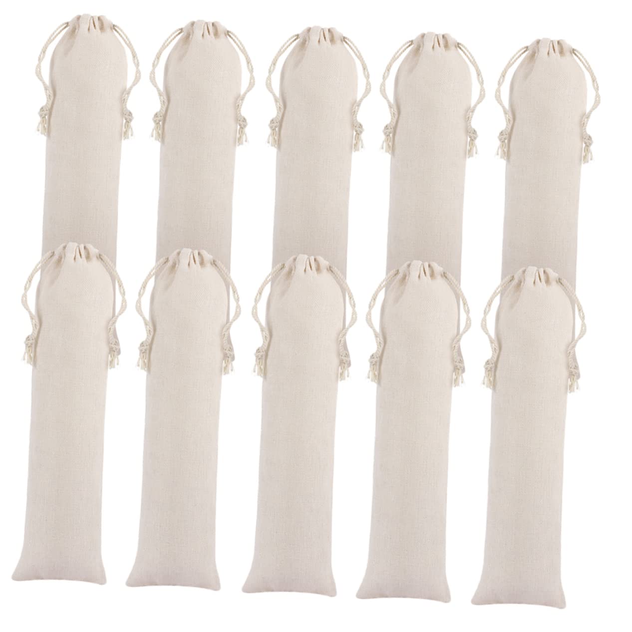 Hohopeti 30pcs Cotton Linen Drawstring Storage Bag for Straws and Tableware Beige Pouch for Easy Organization and Daily Use for Spoons Forks and Kitchen Essentials