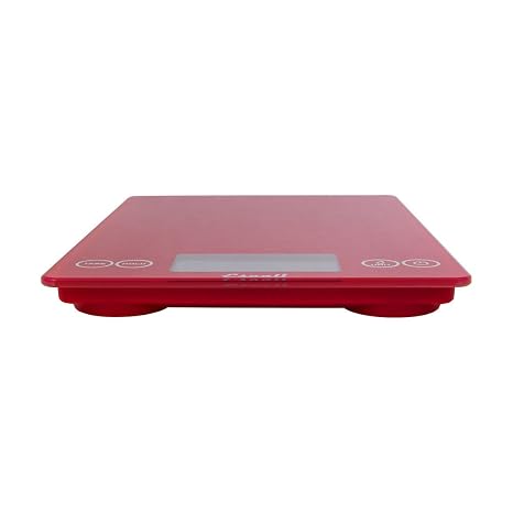 Escali Arti Glass Food Scale Digital Countertop Kitchen, Baking and Cooking Scale with Nutrition and Calorie Counter, 15-Pound Capacity, 9 x 6.5 x .75, Rio Red