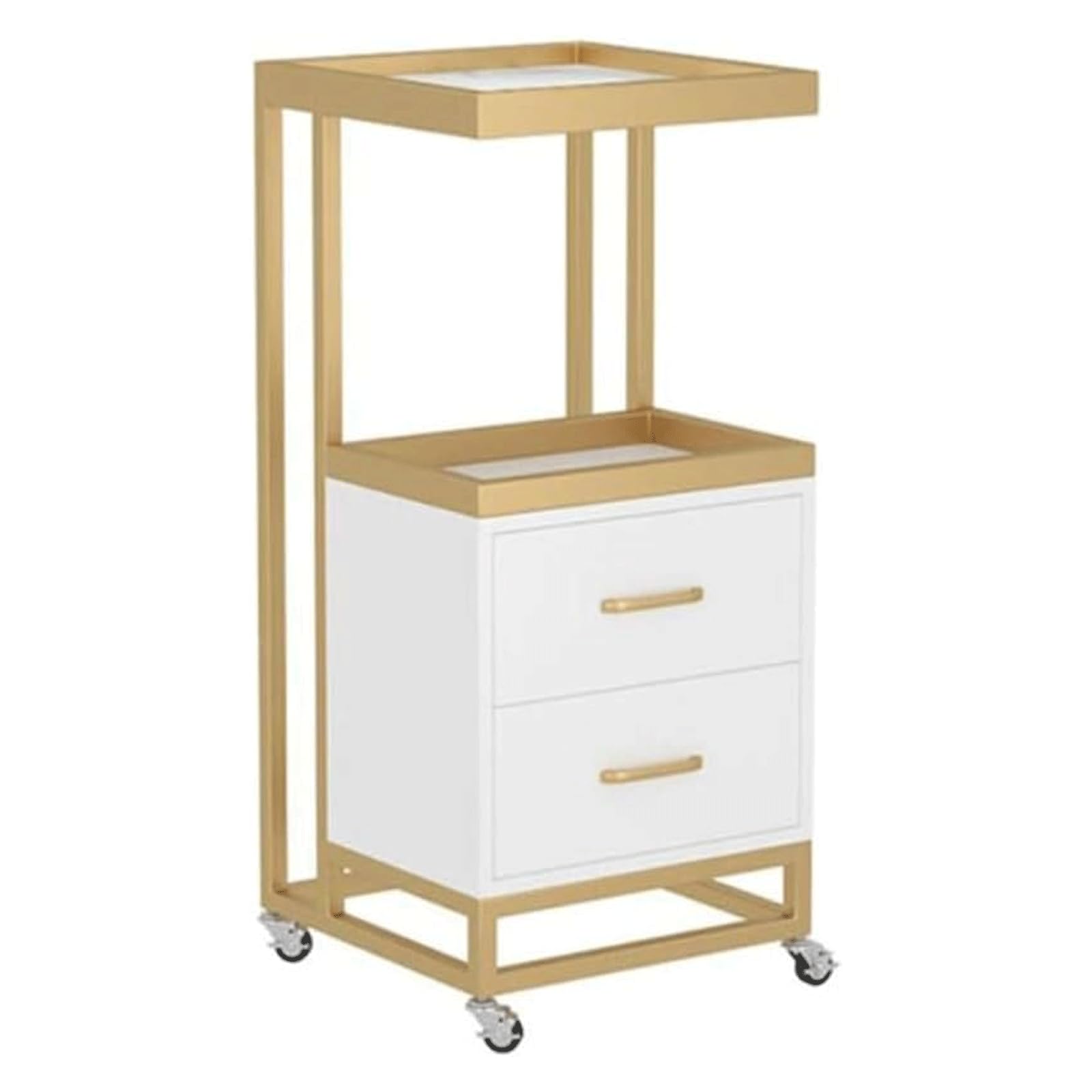 Carrello del salone Carrello per salone di bellezza Carrello in metallo Carrello per spa medica con 2 cassetti Vassoio per strumenti per parrucchiere per clinica termale