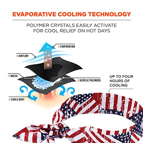 Image of Ergodyne Chill Its 6700 Cooling Bandana, Evaporative Polymer Crystals For Cooling Relief, Tie For Adjustable Fit, 6-Pack, Stars & Stripes