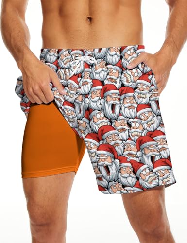 Mens Swim Trunks with Compression Liner Swimming Trunks 7 Inch Bathing Suit Quick Dry Swim Shorts2