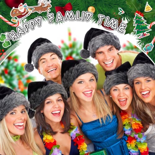 Image of Vicenpal 20 Pcs Santa Hats Bulk for Adults, Grey Black, Classic