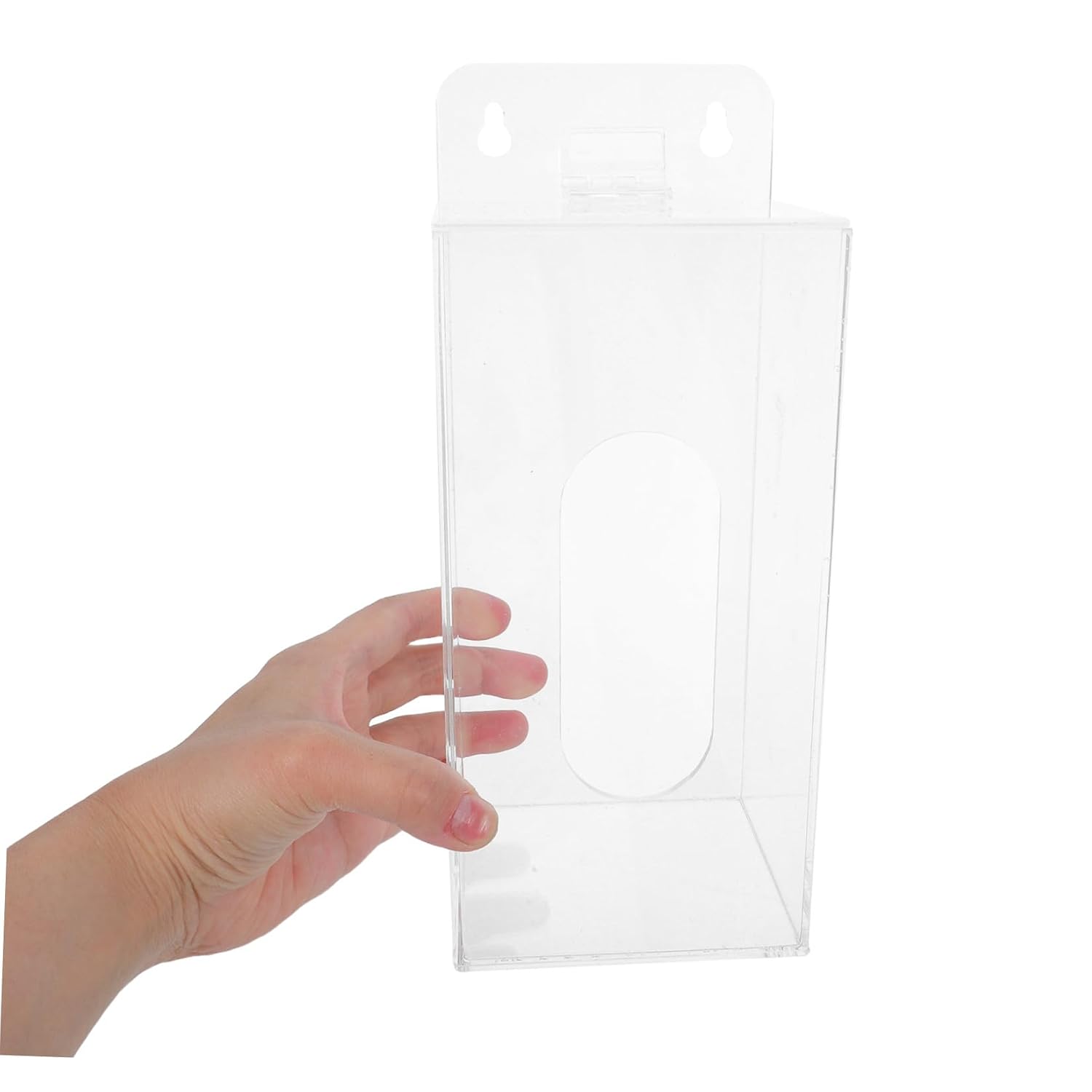 Acrylic Face Mask Holder for Car and Wall Mount, Mask Container Box with Openable Top Cover and Front Dispensing Slot, Visibility and Effortless Access for Restaurants