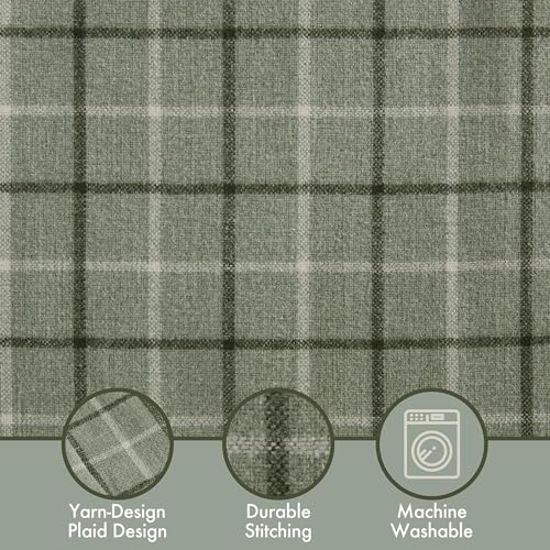 Image of Madison Park Anaheim Cabin Plaid Curtain Window, Thermal Insulated Fleece Lining, Living Room Decor Room Darkening Drape for Bedroom,50 inch Wx95 L, Rod Pocket&Back Tab,Green (Pack of 4)