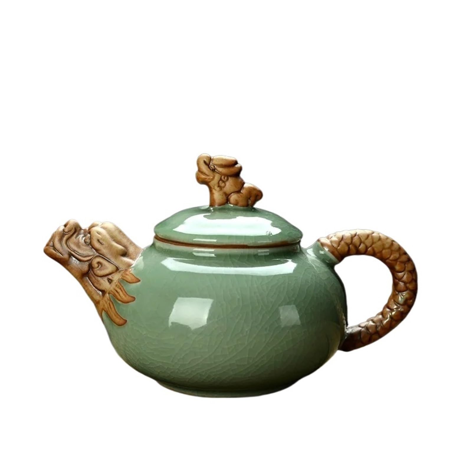 TYUHDUYUR Ceramic Teapot Tea Pot Tea Set Teapots Household Ru Kiln Kettle Water Pitcher Jug Teaware(Blue) (Gray 14.7 * 8.6cm)