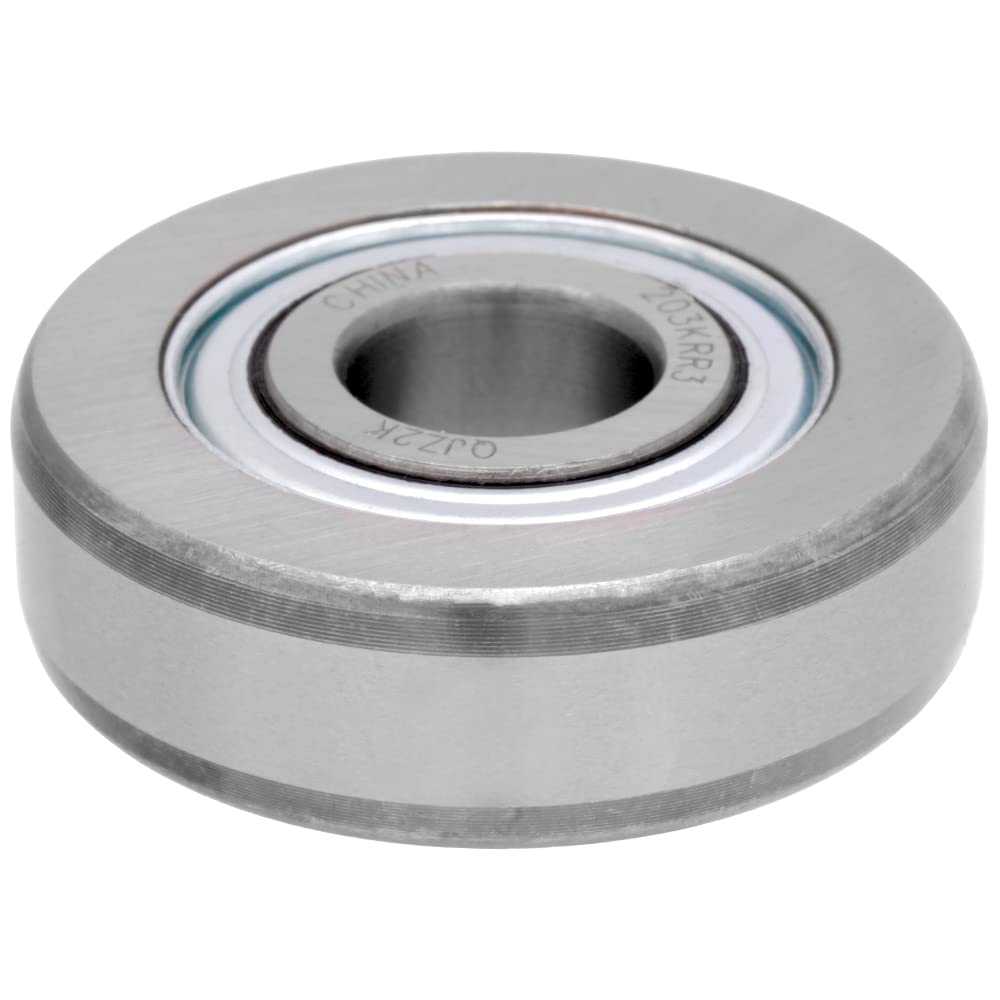 [4-Pack] 203KRR3 - Agriculture Ball Bearing, 0.625" (1/16") ID, 2" OD, 0.5906" Width, Two Single Lip Seals, Farm Machinery, Double Metal Shield