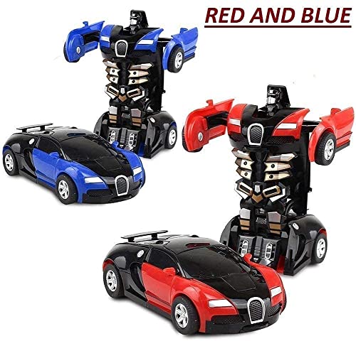 TEC TAVAKKAL Plastic Battery Operated Converting Car to Robot, Robot to Car Automatically, Robot Toy, with Light and Sound for Kids Indoor and Outdoor 3 Year, Pack of 1 (Red) (Image - 2)