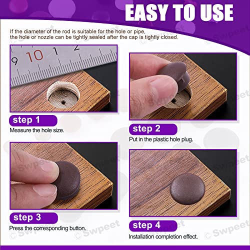 Swpeet 630Pcs 1/5" 1/4" 5/16" 3/8“ 1/2" White And Black Plastic Plugs Hole Plugs White Screw Covers Assortment Kit, Flush Type Hole Plugs Snap In Locking Hole Tube Panel Plugs Fastener Cover Plugs #TOP4