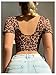 SOLY HUX Women's Leopard Print Front Closure Push Up Bustier Corsets Short Sleeve Sweetheart Neck Crop Tops Brown Leopard X-Large
