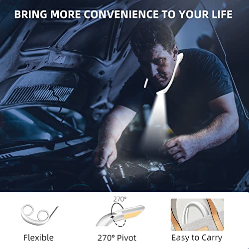 Image of Neck Reading Light for Bed Adjustable: 3 Color Bendable Arms White | Book light for bedtime reading, 3 colors, bendable arms, hands-free, great for knitting camping repairing, ideal gift