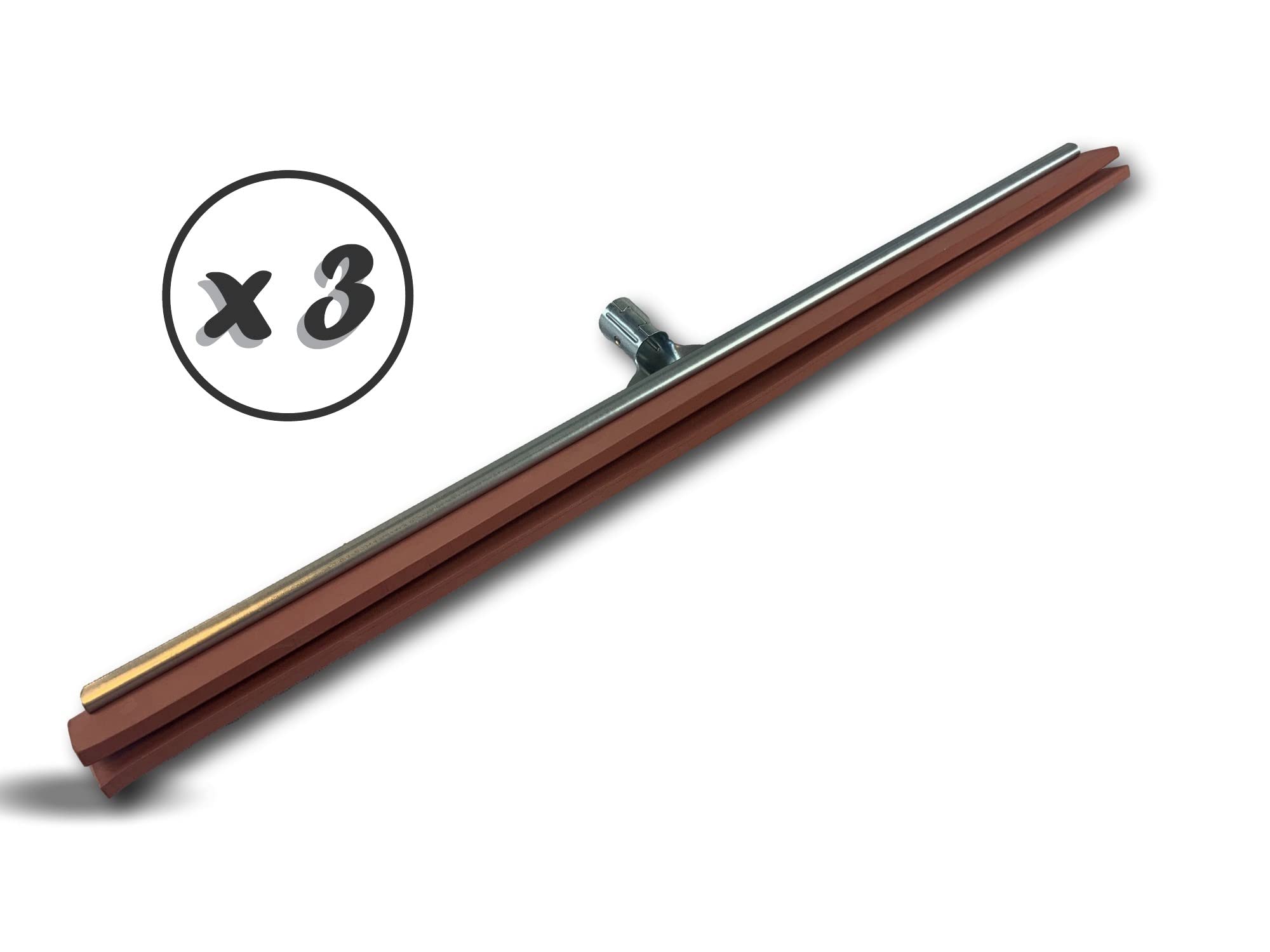 Szczotka do wycierania | Zestaw 3 | Wyciskacz wody do podłogi | Długość 75 cm | Wzmocniona guma neoprenowa czerwona | Bez rękawów | Odporne na zarysowania | Metalowe tulejki do uchwytu | Wytrzymałe | Kibros 1675x3