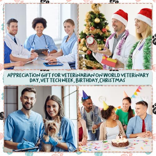 Sasylvia 30 Set Vet Tech Week Appreciation Gifts Bulk Inspirational Bracelet with You're pawsome Motivational Card Thank You Gift for Veterinary Technician Doctor Nurse Coworker Clinic Supplies 5