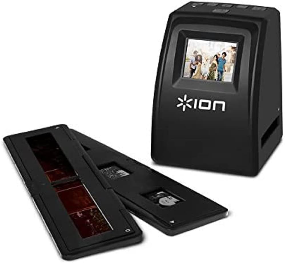 ION - Film 2 SD Scanner | Ultra High-Resolution Slide & Negative Scanner | Scanner to digitise 35mm Slides & Film Negatives | Automatic Image Enhancement | Includes 1GB SD Card