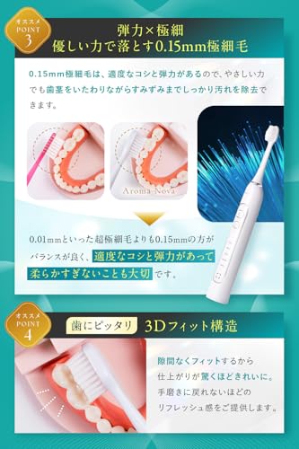 アロマノヴァ(AromaNova) 電動歯ブラシ AromaNova (ASA 白, 本体+替えブラシ) の商品画像 4