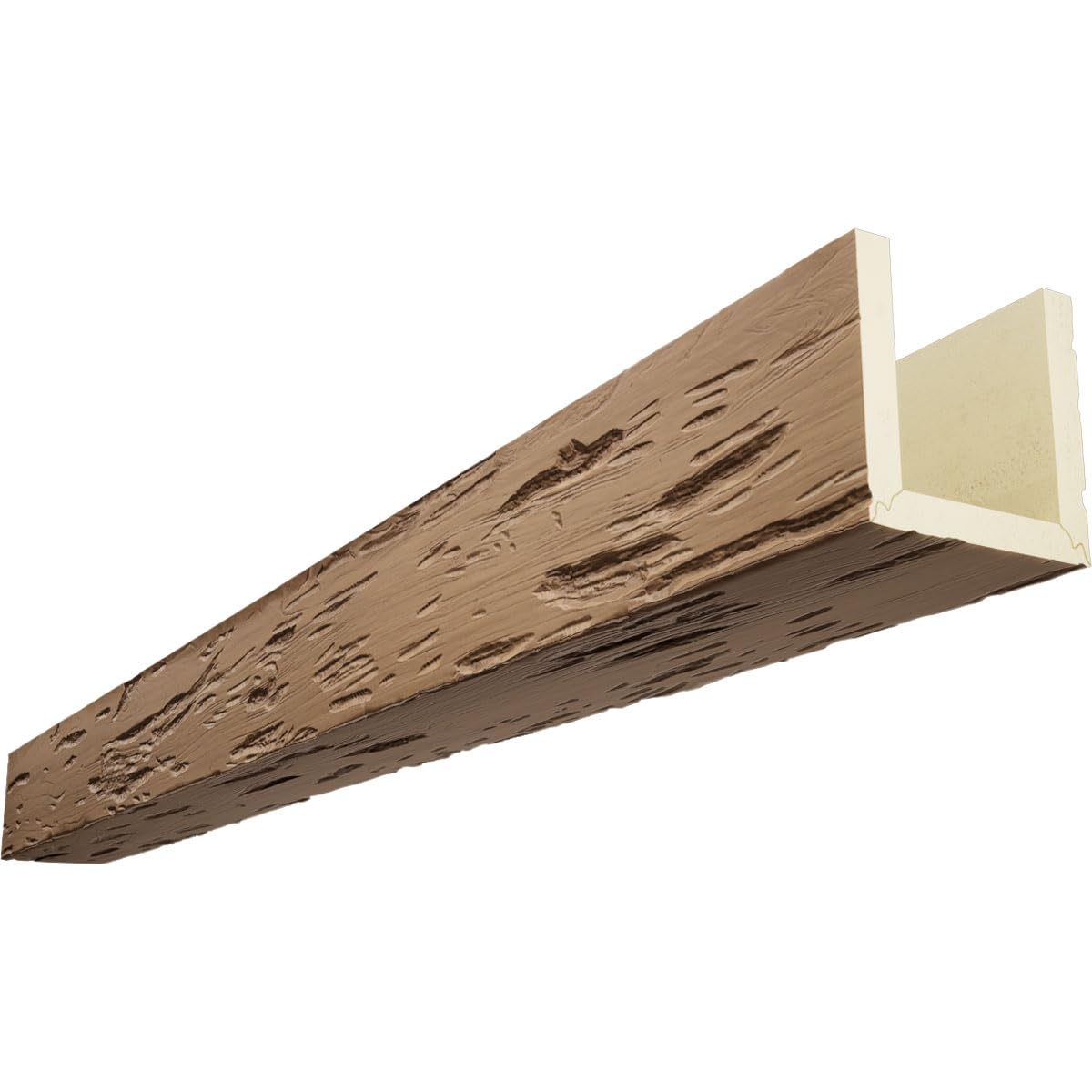 Photo 1 of ****** SEALED BY FACTORY******* Timberthane Pecky Cypress Faux Wood Beam, 3-Sided (U-Beam), 6"W x 10"H x 144"L, Toffee Finish