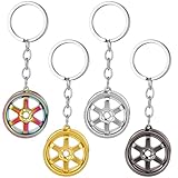Tondiamo 4 Pcs Auto Parts Metal Key Chain Turbo Keychain Mini Wheel Hub Keychain Turbocharged Automotive Accessories Car Tire Key Chain Pendant for Car Lover Christmas Graduation Father's Gift