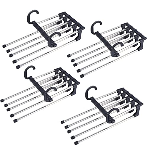 Sternstunde Cintres Pantalons Multiple, 3 Pièces Cintres Pantalons Cintre Gain de Place, 5 en 1 Multi Cintre Magique Rangement Placard, Cintre Pliable Voyage, pour Jeans, Pantalons Cover