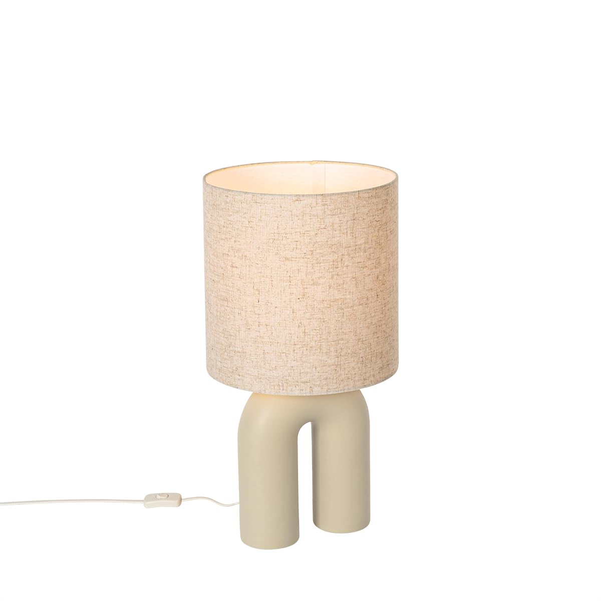 Qazqa Design Tischleuchte mit Schirm, Tischlampe - Lotti - Beige, max. 40W, Geeignet für LED, 59cm, Ideal als Flur, Küche lampe, Schlafzimmerlampe und Wohnzimmerlampe