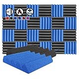 Arrowzoom New 24 Pieces 10x10x2inch Black and Blue Soundproofing Insulation Wedge Acoustic Wall Foam