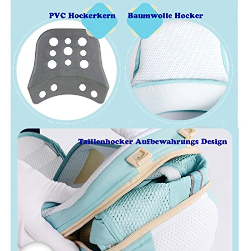 DorkasDE babydrager draagriem ademend babydrager buikdrager rugdrager en heupdrager 4-in-1 omkeerbaar babydrager (3 – 20… - Image 5