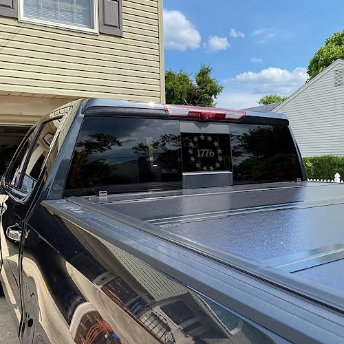 Image of Xinghe 1776 July 4th Independence Day USA Rear Middle Window American Truck Decal - Matte Black Vinyl