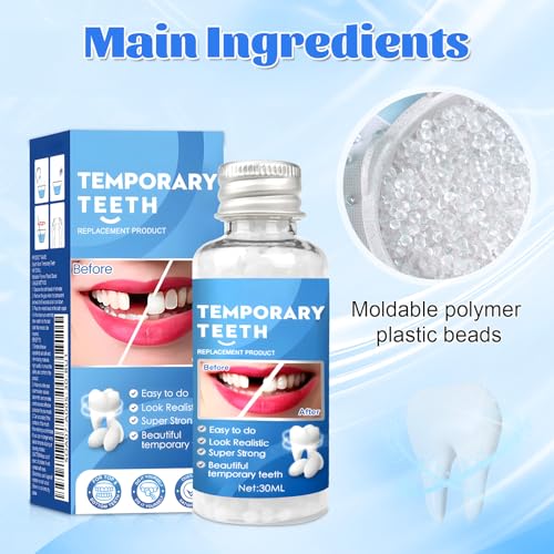 Provisorische Zahnfüllung Reparatur-Kit, Zahnersatz Selber Machen, 30ML ZahnfüLlung Zahnzement, Zahnreparatur Perlen, Zahnreparatur-Kit für Reparieren Fehlender Gebrochener und Großer Zahnlücken