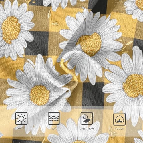 Wusikd White Daisies Yellow Girls' Underwear Cotton Honeybees Checkered Girls Briefs Soft Toddler Underwear 2T3