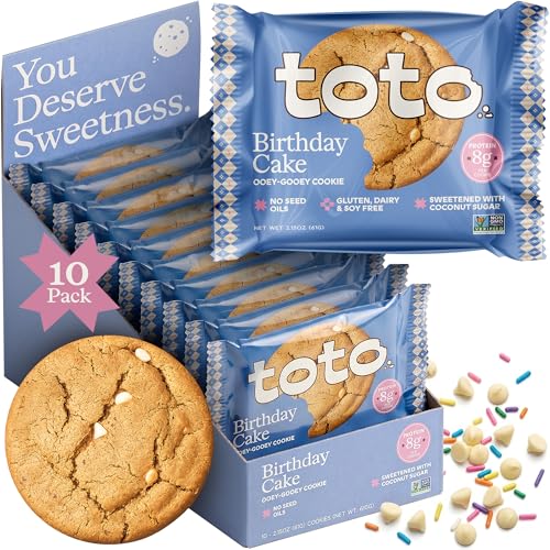 Toto Soft-Baked Protein Cookies Birthday Cake Cookie 8g Protein 10-ct