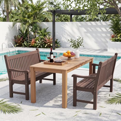 Image of Psilvam 2-Person Outdoor Bench with 700 Lbs Weight Capacity, Brown