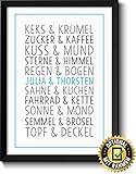  DU & ICH Bild mit Namen personalisiert optional mit Holz-Rahmen Geschenk Geschenkidee Verliebte Paare beste Freunde Freund-in