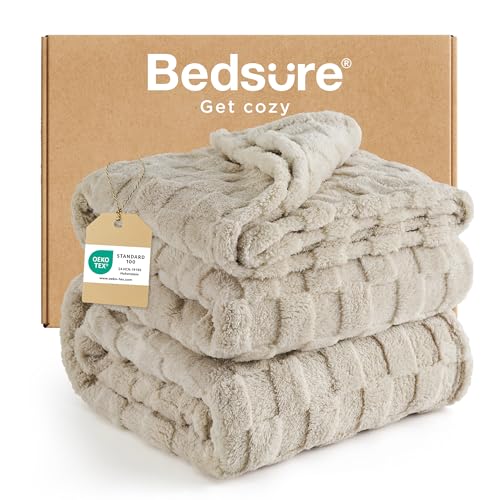 BEDSURE kuscheldecke 220x240 - Tagesdecke, Fleecedecke & Wolldecke, Sofadecke, Schachbrettmuster Decke XXL, Weiche Warme Karierte Decken für Zimmer...