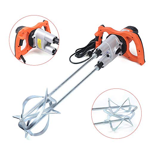 Power Concrete Mixers, 1400W Electric Mortar Mixer Dual Paddle High Low Gear 2 Speed Paint Cement Grout Mixers - Concrete & Mortar Mixer Stirring Tool for Cement Plaster Grout Mortar, USA STOCK