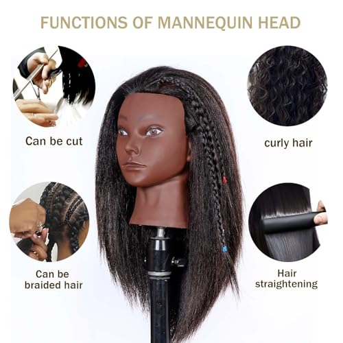 mannequin head human hair manikin head with 100 human hair cosmetology doll head for hairdresser practice braiding hair styling with table clamp stand and tools 14inch