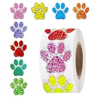 500 Pcs Paw Print Stickers, Colorful Shiny Dog Paw Stickers for Books Laptops, Bottles, Envelope, Crafts and Activities