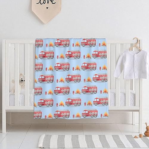 Image of Fire Truck Fireman Baby Blanket Gifts Super Soft Swaddle Newborn Cozy Baby Receiving Blanket Stroller Throw Blanket for Crib 40x30 in forBaby /Puppy