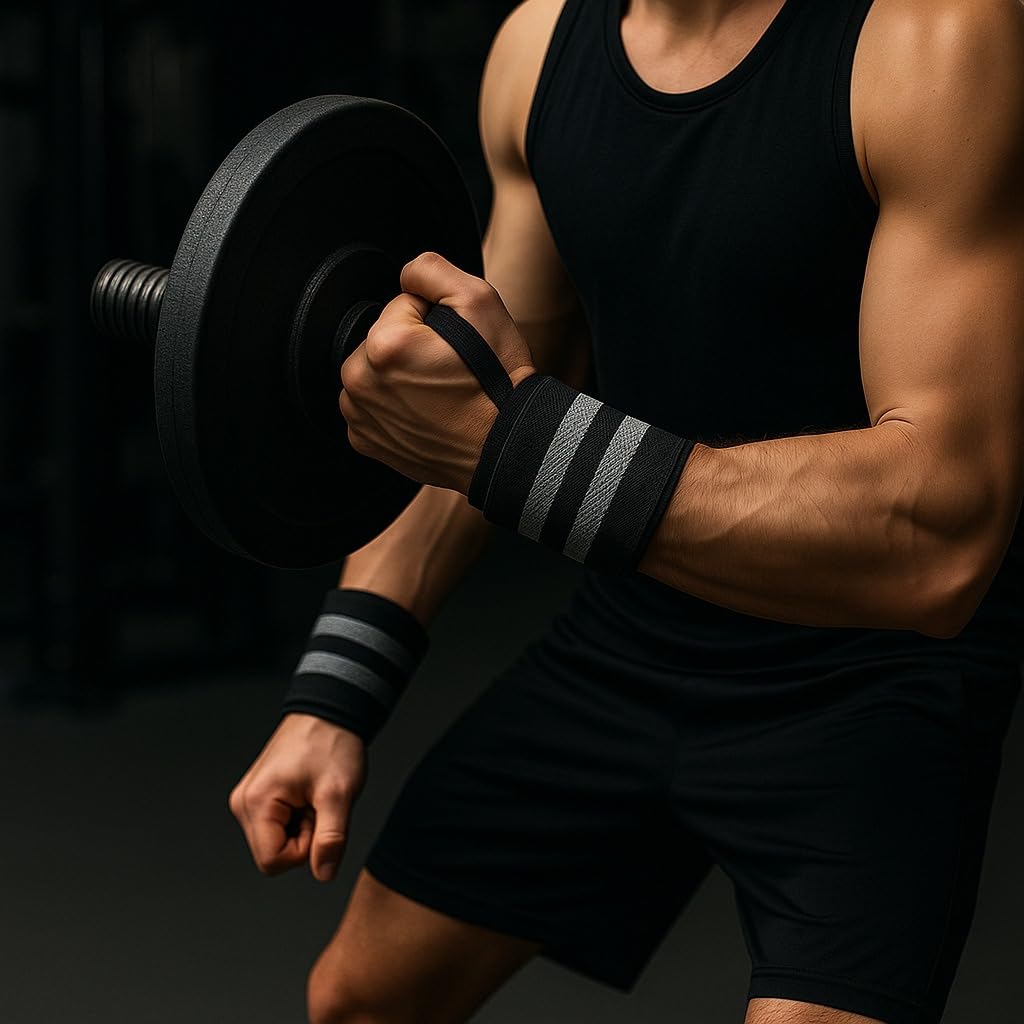 Wrist Band for Gym Workout Wrist Support for Gym Straps for Men Hand Band Strap for Man Accessories for Men Workout Wrists Supporter wrap for Man Workouts Accessories (GREY)-image-26
