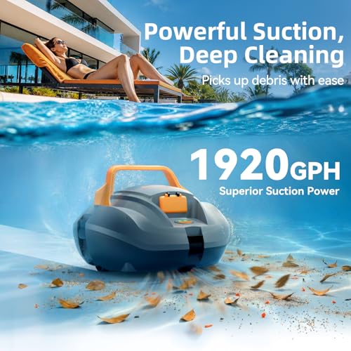 Image of Planet Edge Pool Vacuum for Above Ground Pool, 120-Min Runtime, Powerful Dual-Motor, Adjustable Cleaning Path, Cordless Robotic Pool Cleaner for Flat Pools Up to 850 Sq.ft, Light Grey