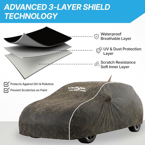 Image of KINGSWAY Super Waterproof Car Cover Only with Maruti Suzuki Swift (Year 2011 to 2017 - All Model) | Mirror and Antenna Pockets | All Weather Car Body Cover with Silver Piping | Black