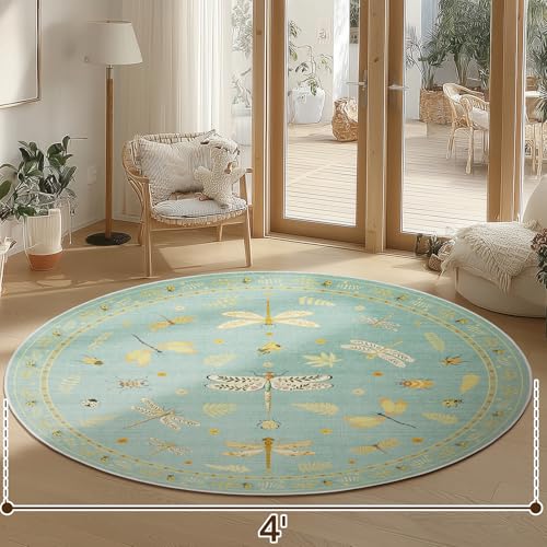 Tapete redondo lavable 4' antideslizante boho verde miniatura 2
