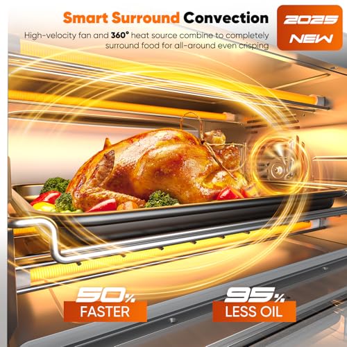 Nuwave Bravo Pro Convection Air Fryer Toaster Oven Combo, 2025 New and Improved, 10-in-1, 50°-450°F Temp Controls, Quick & Even Crisp Technology, 21Qt Capacity, Black, PFAS Free