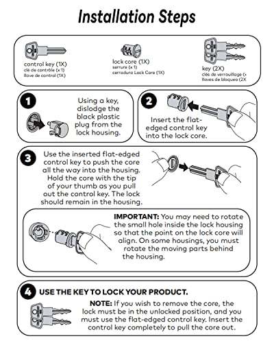 Image of 4 Pack Lock Cylinders Fit for Yakima Car Roof Rack System Components SKS Lock Cores, Includes 4 Cylinders Cores, 2 Opening Keys and 1 Control Key