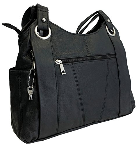Roma Leathers Leather Locking Concealment Purse - CCW Concealed Carry Gun Shoulder Bag (Black)2