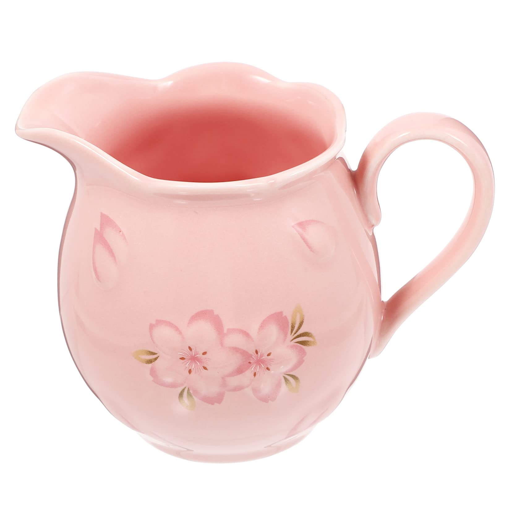 Unomor Pot Milk Jug Coffee Porcelain Creamer Pitcher Cream Pourer Mug Pitcher Latte Art Jug Mini Sauce Milk Steaming Pitcher Ceramics Sauce Cup Seasoning Mini Cup Western Food Supply Pink